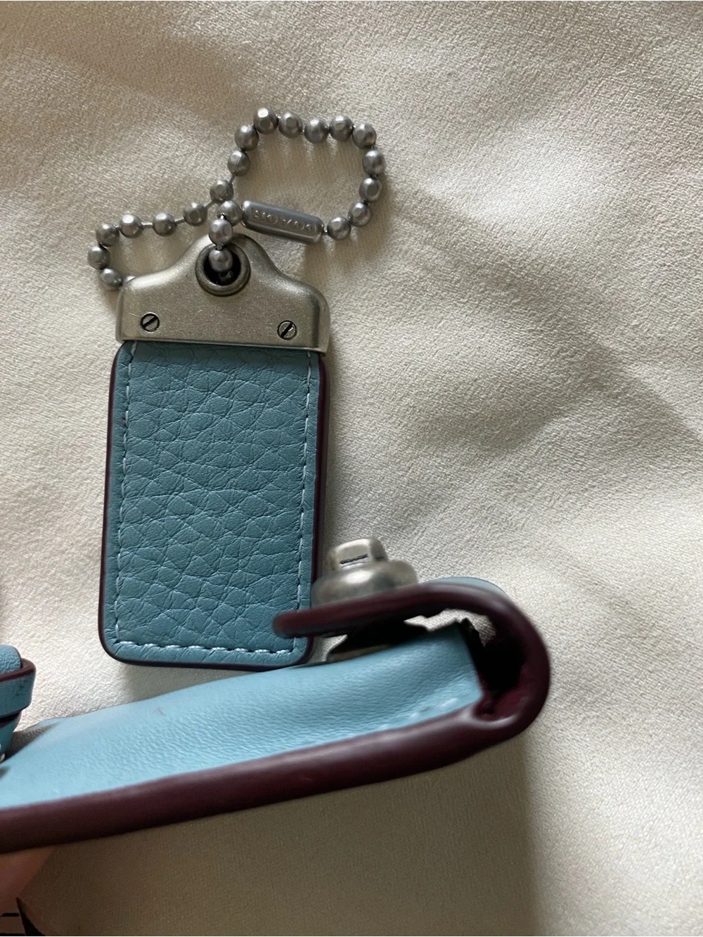 Coach 1941 Cloud Hangtag & Clochette Glovetanned Leather Oxblood Interior Blue